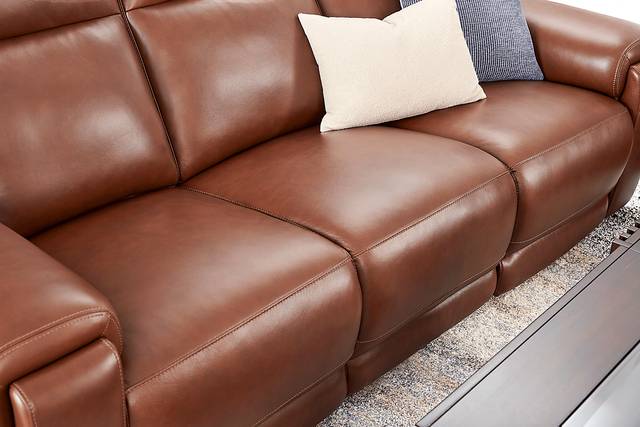 Hammond Park Brown Leather Triple Power Reclining Sofa - Thumbnail - Image 4