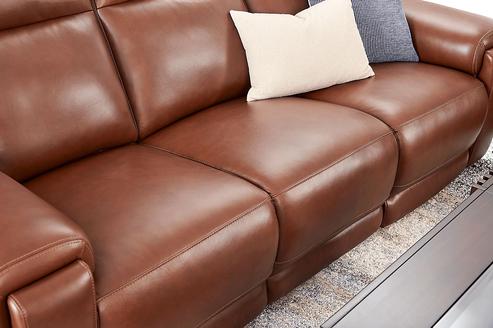 Hammond Park Brown Leather Triple Power Reclining Sofa - Image 4