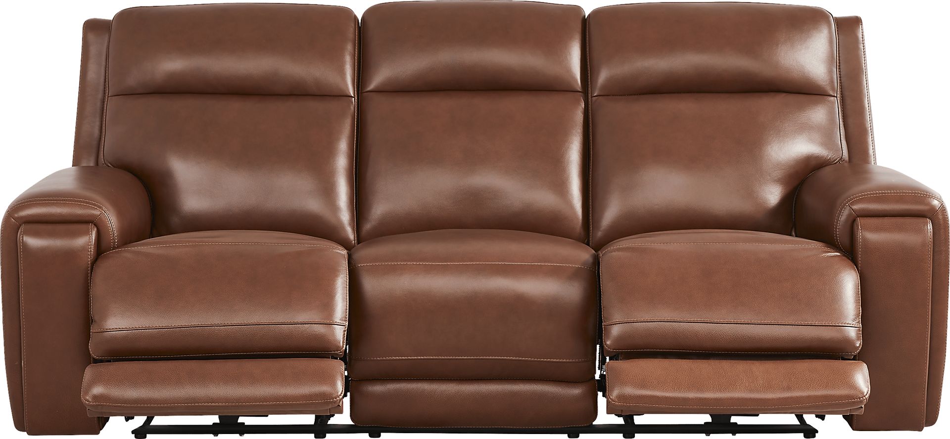 Hammond Park Brown Leather Triple Power Reclining Sofa - Image 1