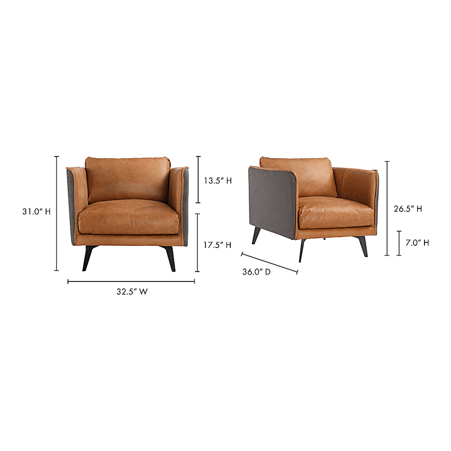 Hamor Orange Leather Accent Chair - Image 7