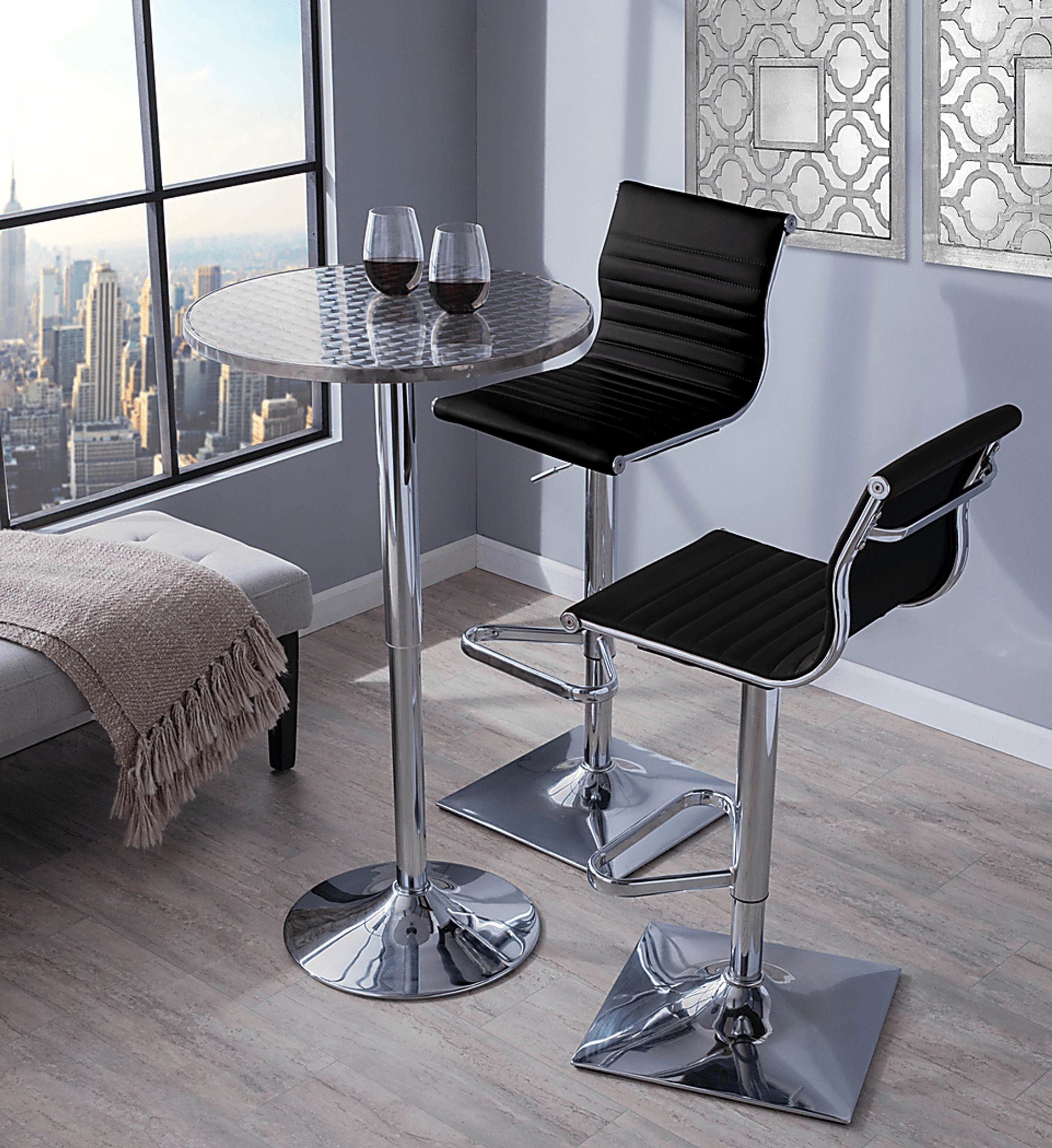 Hampden Black Chrome Adjustable Swivel Barstool - Image 5