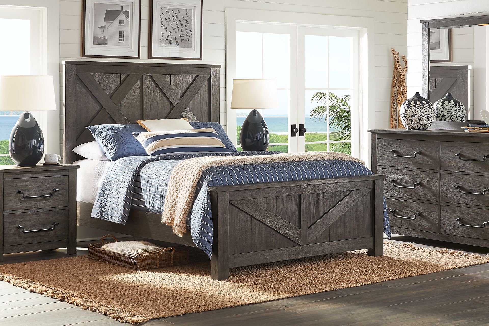 Hampton Falls Brown 7 Pc King Panel Bedroom - Image 1