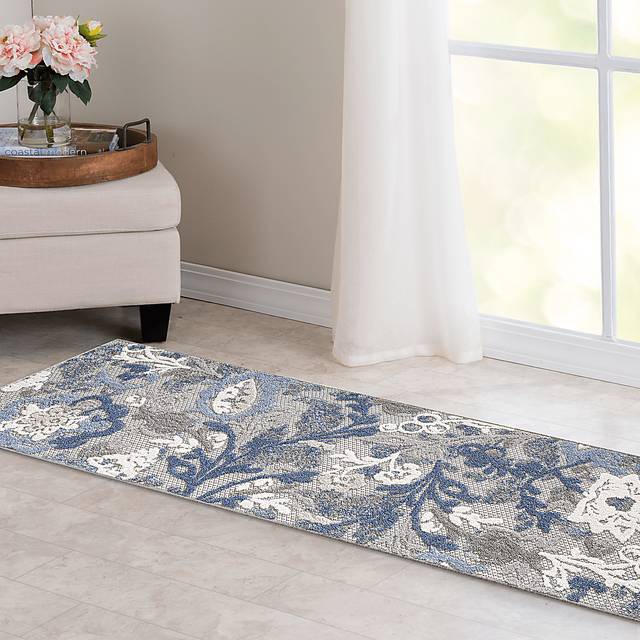 Hanaa Gray/Blue 2'2 x 7'6 Indoor/Outdoor Runner - Thumbnail - Image 2