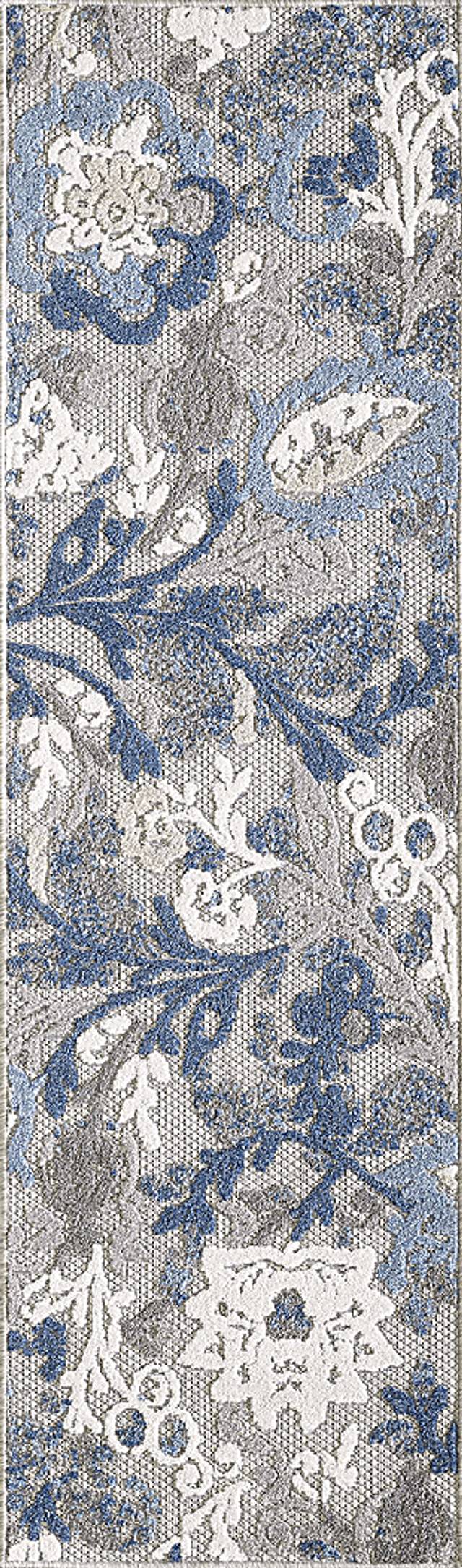 Hanaa Gray/Blue 2'2 x 7'6 Indoor/Outdoor Runner - Thumbnail - Image 1