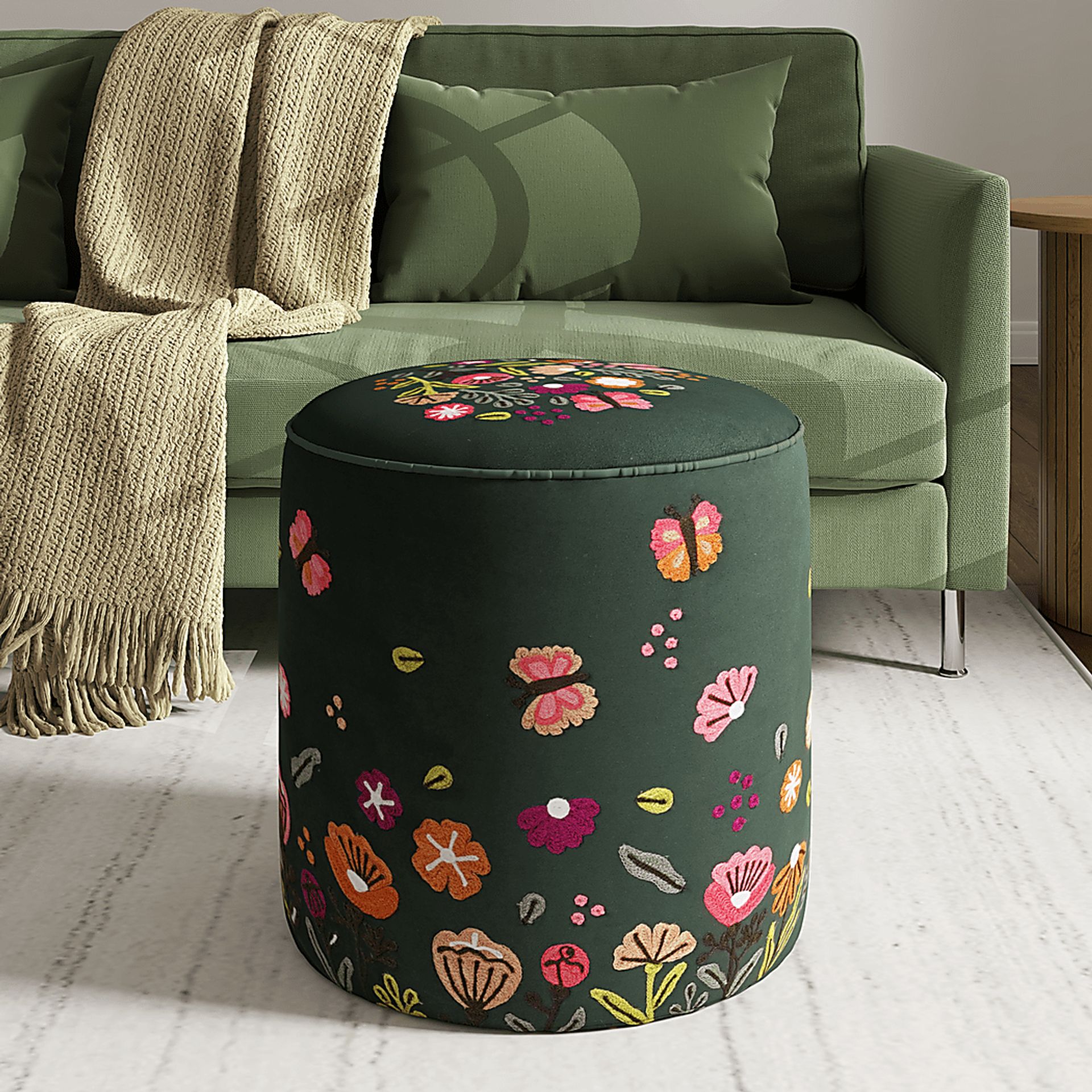 Hancana Green Ottoman - Image 2