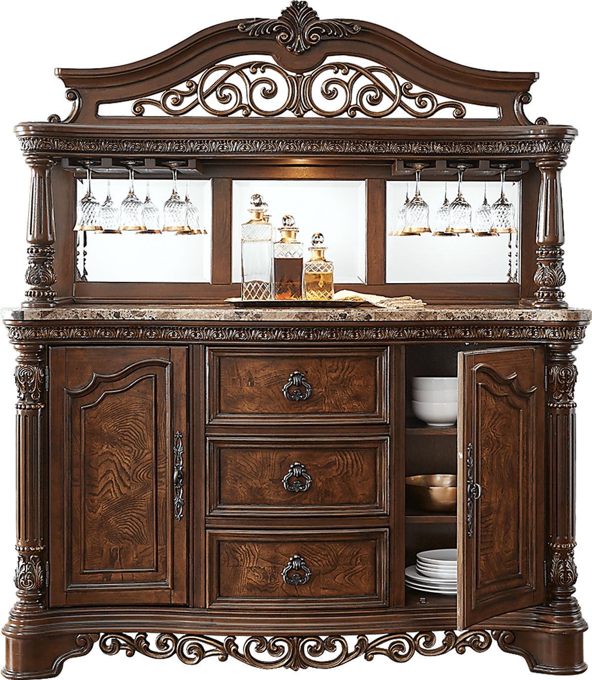 Handly Manor Tobacco Dark Wood 2 Pc China Rooms to Go