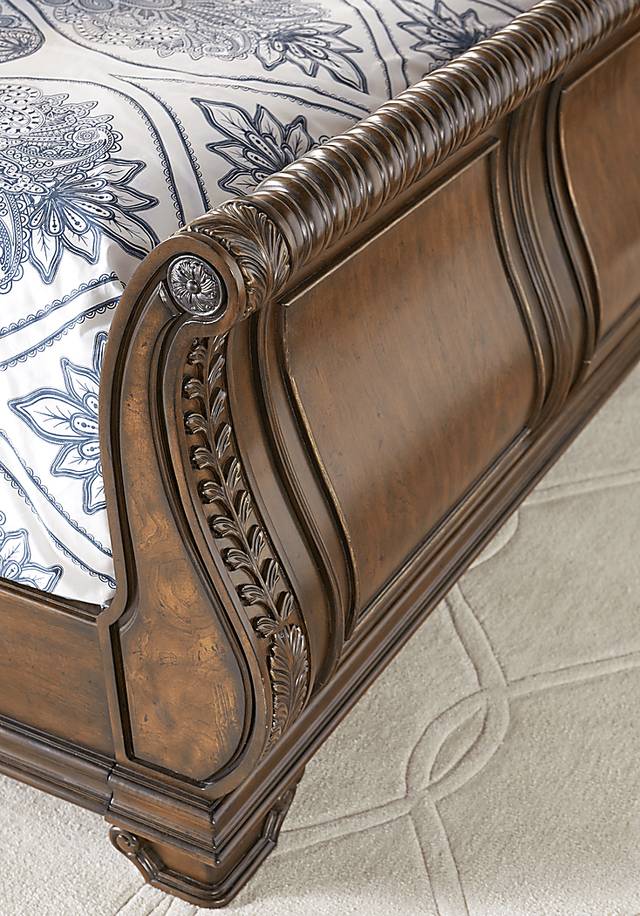 Handly Manor Pecan 3 Pc Queen Sleigh Bed - Thumbnail - Image 3
