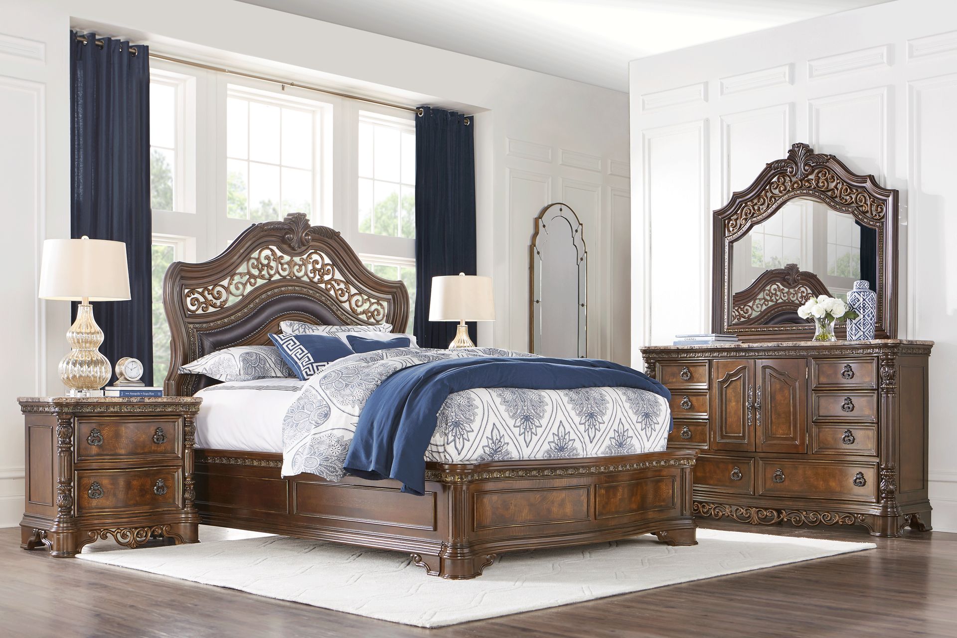 Handly Manor Pecan 6 Pc King Panel Bedroom - Image 1