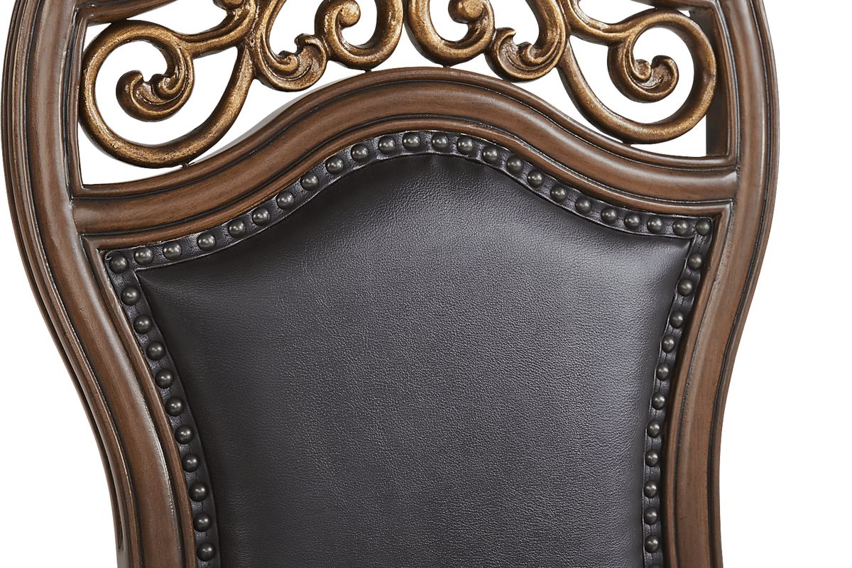 Handly Manor Tobacco Dark Wood Espresso Brown Upholstered Side Chair ...