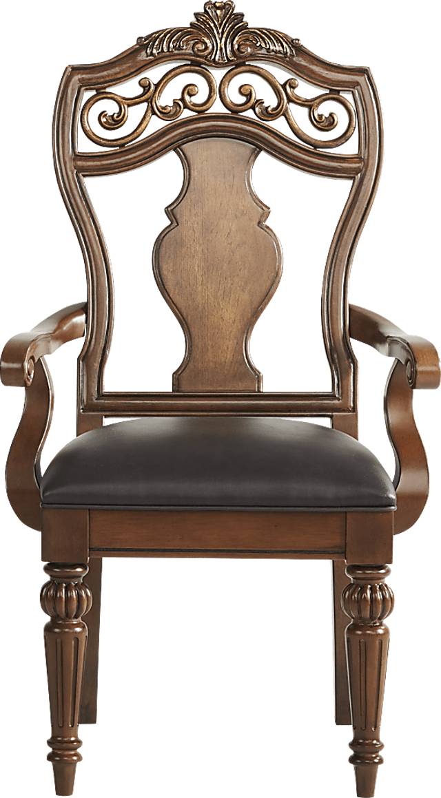 Handly Manor Pecan Wood Back Arm Chair - Thumbnail - Image 2