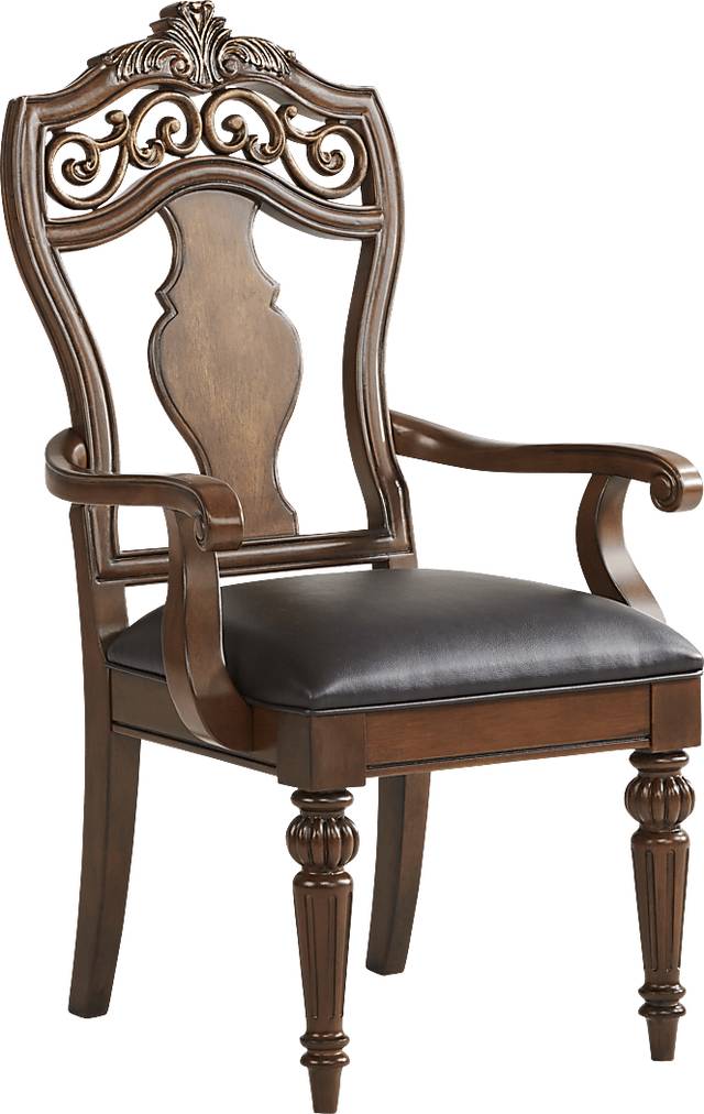 Handly Manor Pecan Wood Back Arm Chair - Thumbnail - Image 1