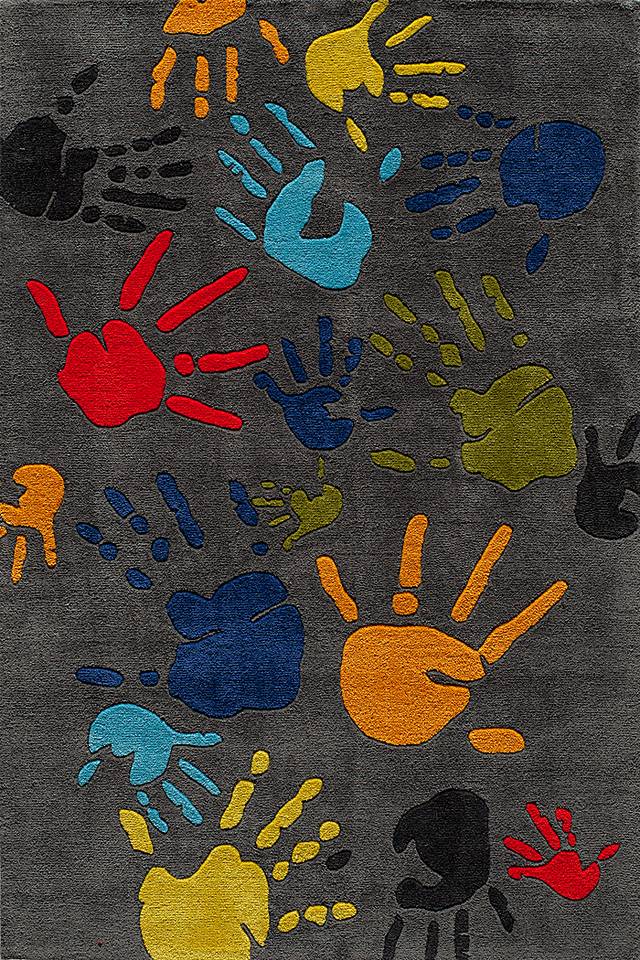 Kids Handprint Gray 4' x 6' Rug - Thumbnail - Image 1