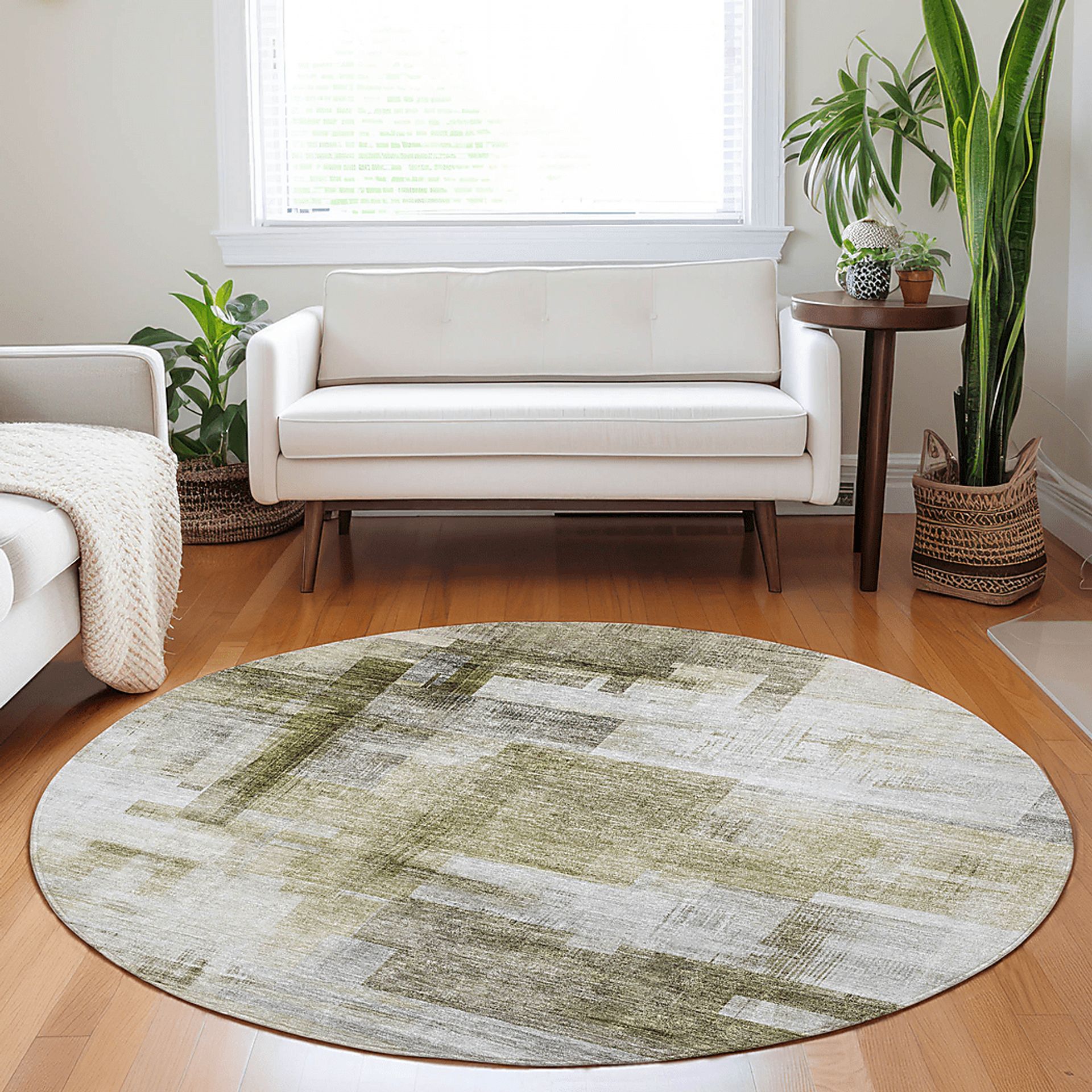 Hanne Brown 8' Round Machine Washable Rug - Image 2