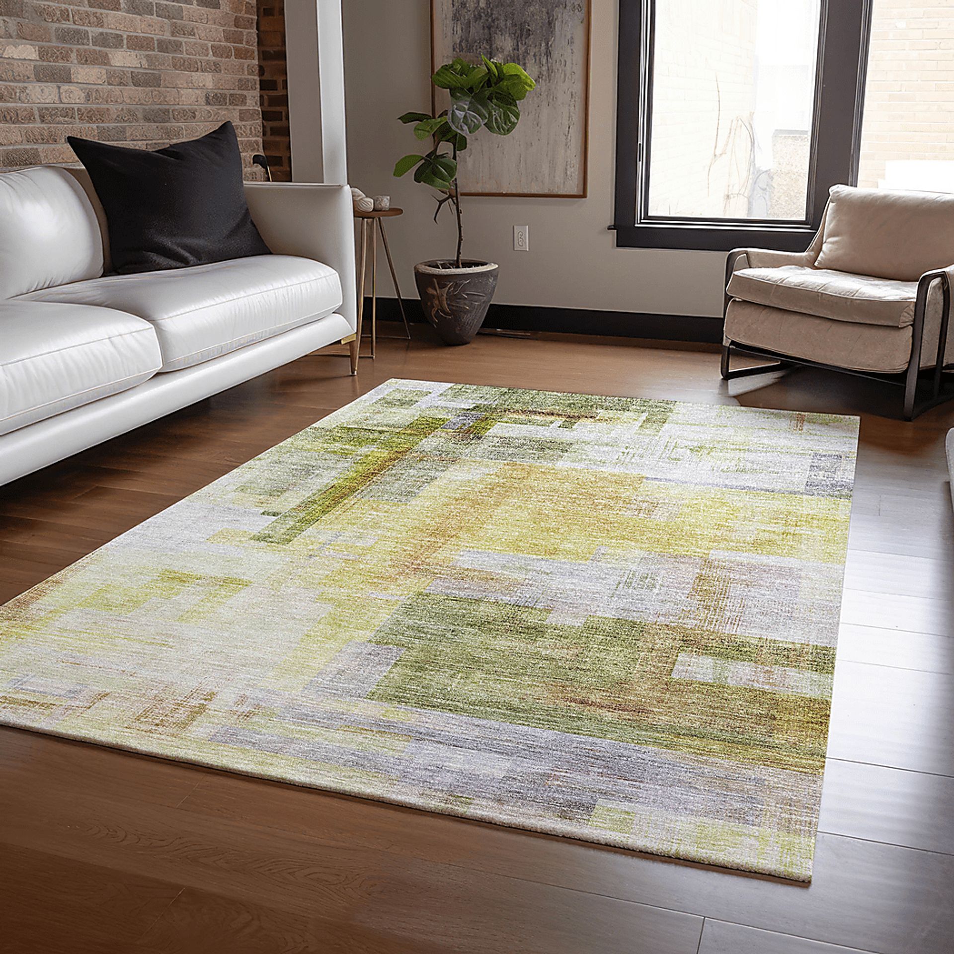 Hanne Green 5' x 8' Machine Washable Rug - Image 2