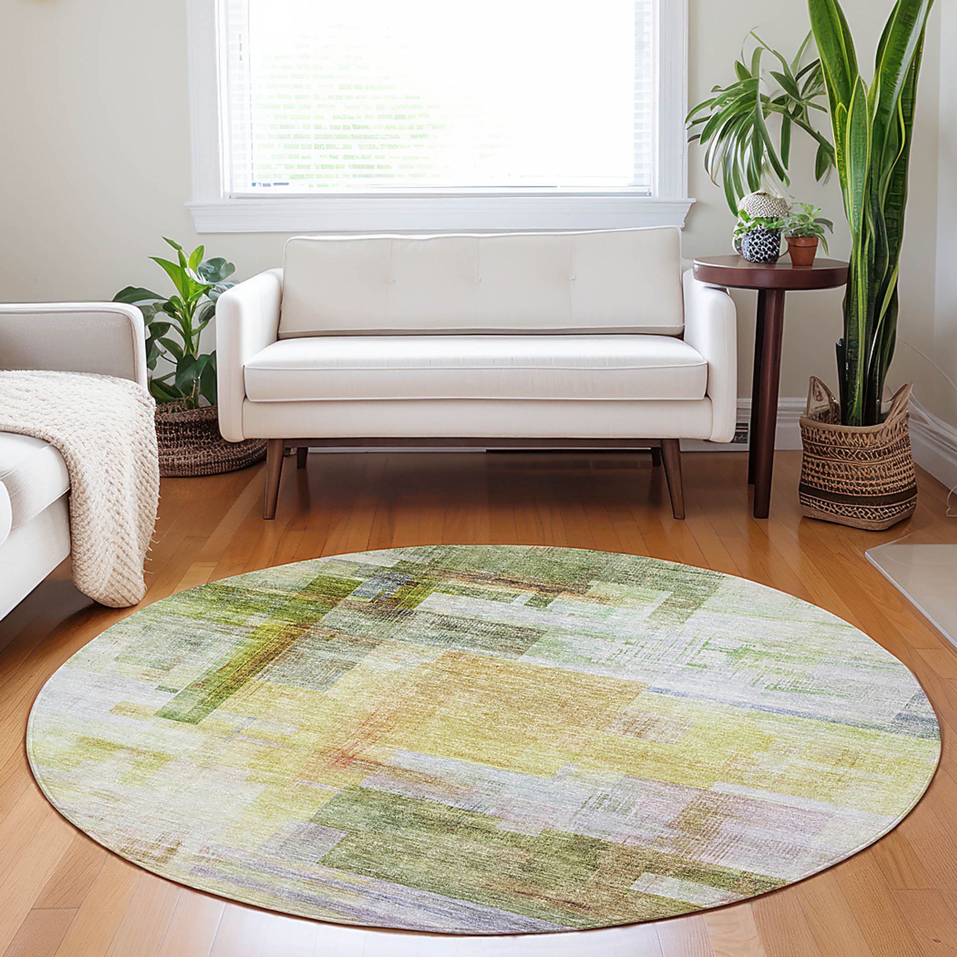 Hanne Green 8' Round Machine Washable Rug - Image 2