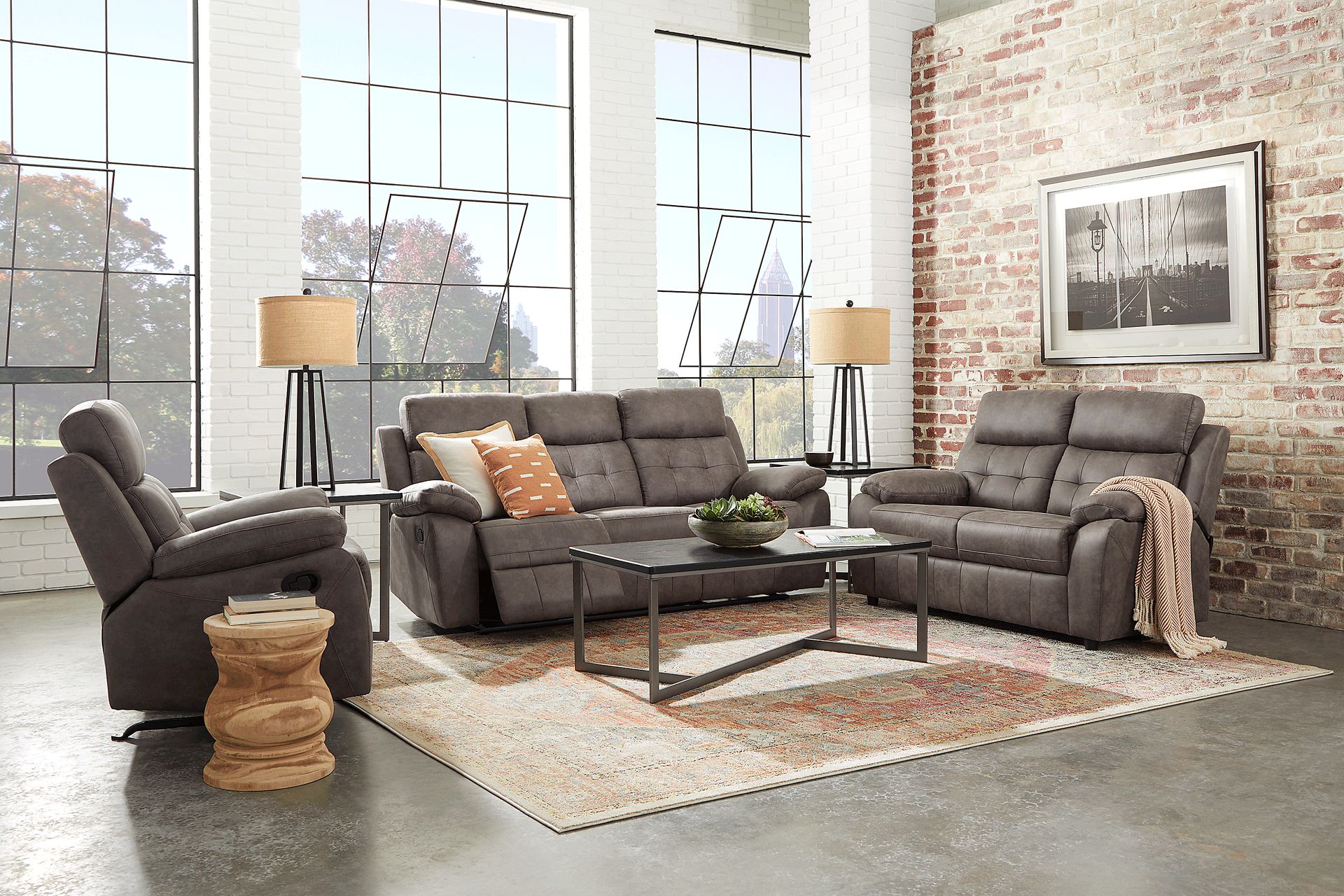 Hanton Heights Slate 3 Pc Living Room with Reclining Sofa - Image 1