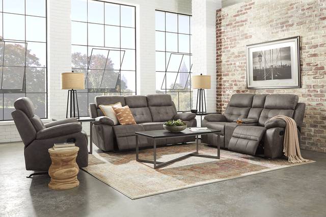 Hanton Heights Slate 6 Pc Reclining Living Room - Thumbnail - Image 1