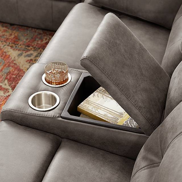 Hanton Heights Slate Reclining Console Loveseat - Thumbnail - Image 3