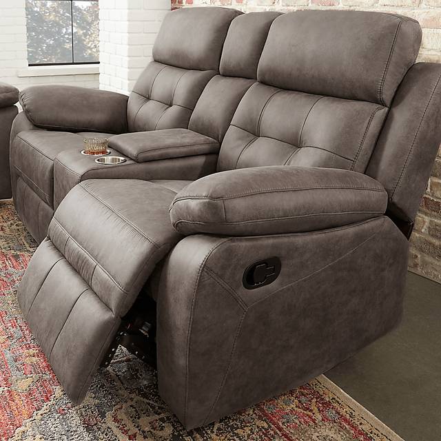 Hanton Heights Slate Reclining Console Loveseat - Thumbnail - Image 4