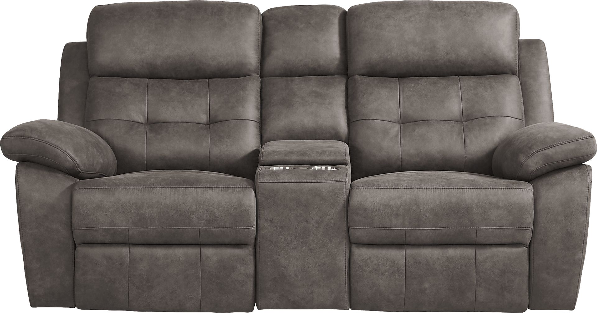 Hanton Heights Slate Reclining Console Loveseat - Image 1