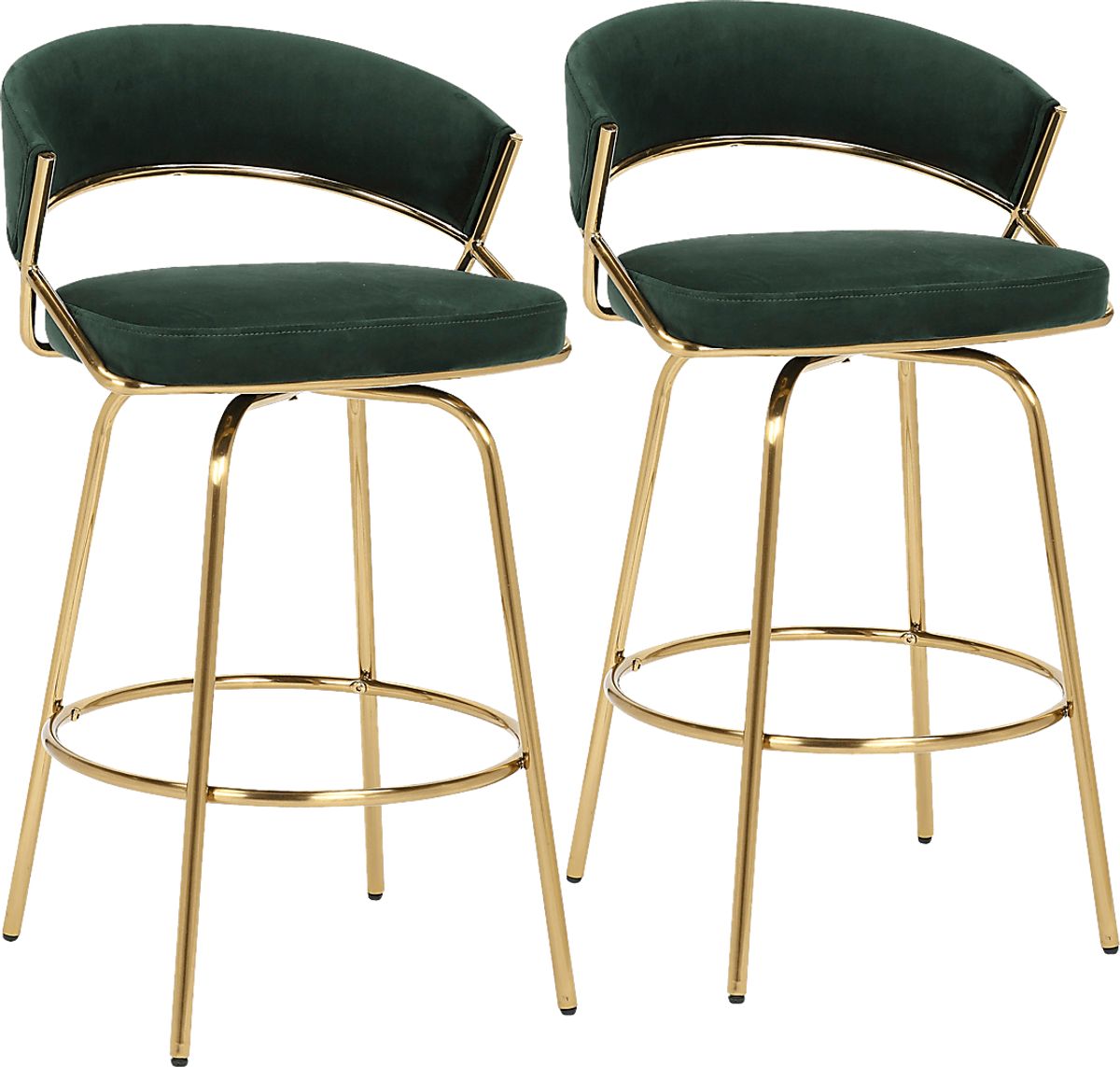 Harborson Gold Colors,Metal Green Velvet Plush Counter Height Stool, Set Of 2 | Rooms to Go
