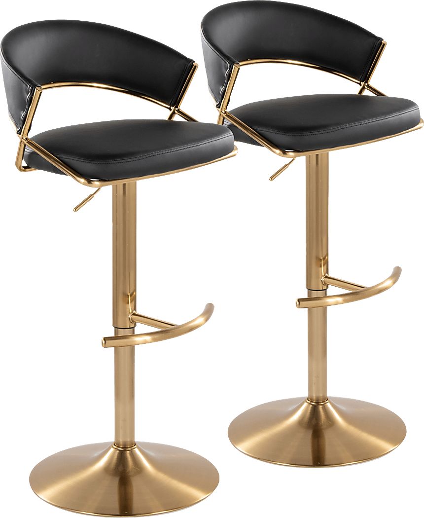 Harborson II Black Adjustable Swivel Barstool, Set of 2