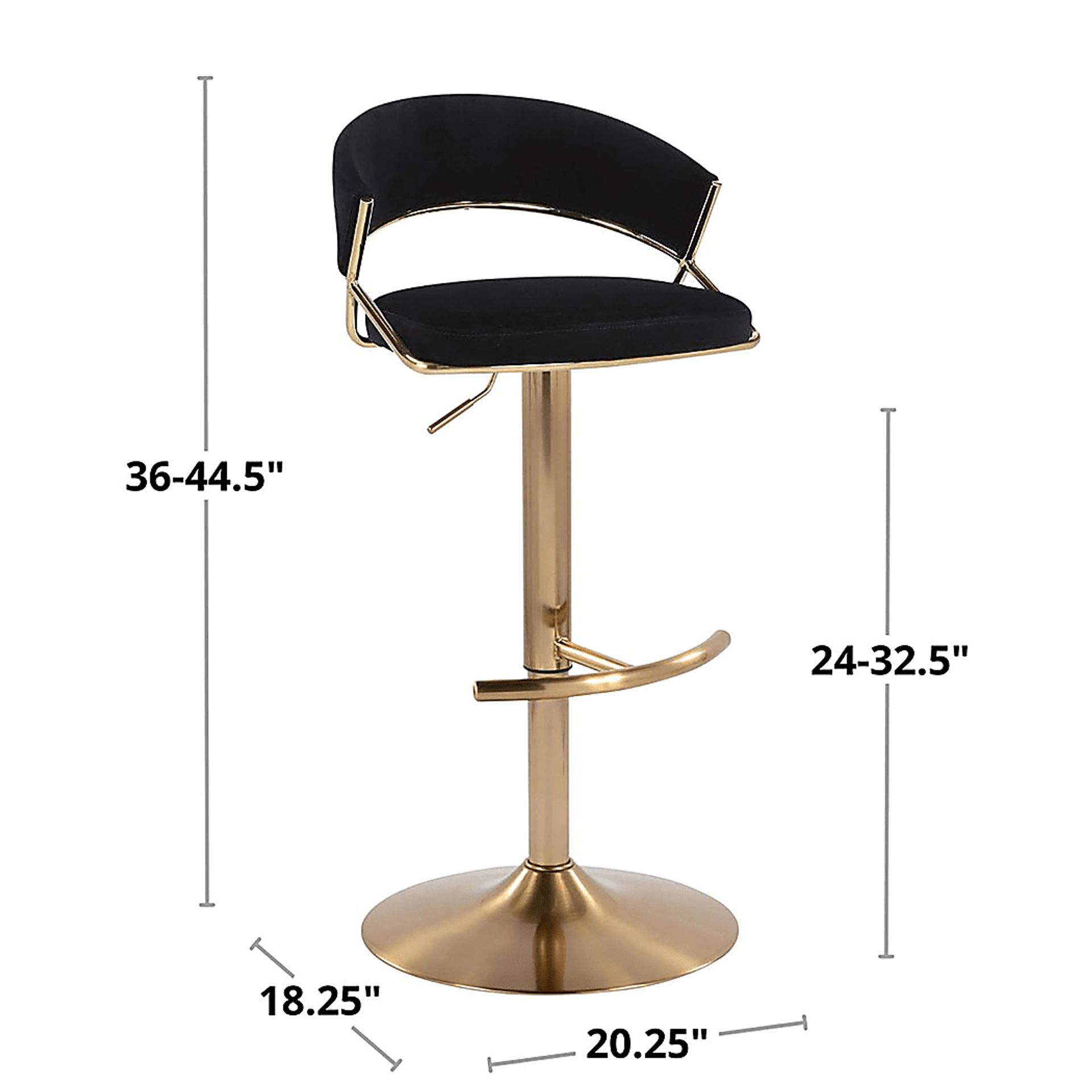 Harborson II Black Adjustable Swivel Barstool, Set of 2 - Image 11