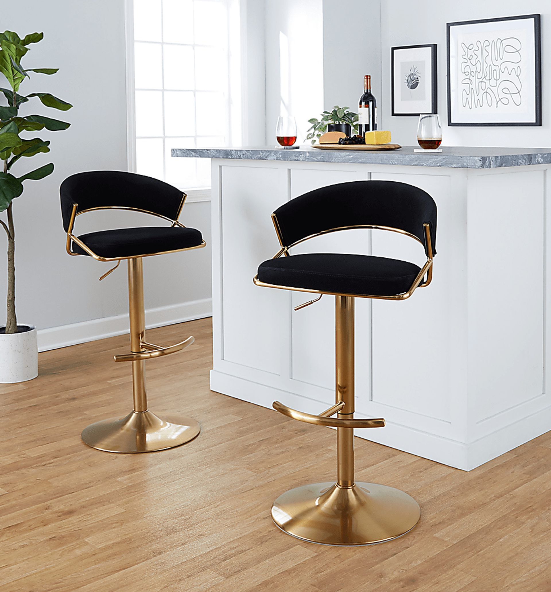 Harborson II Black Adjustable Swivel Barstool, Set of 2 - Image 4