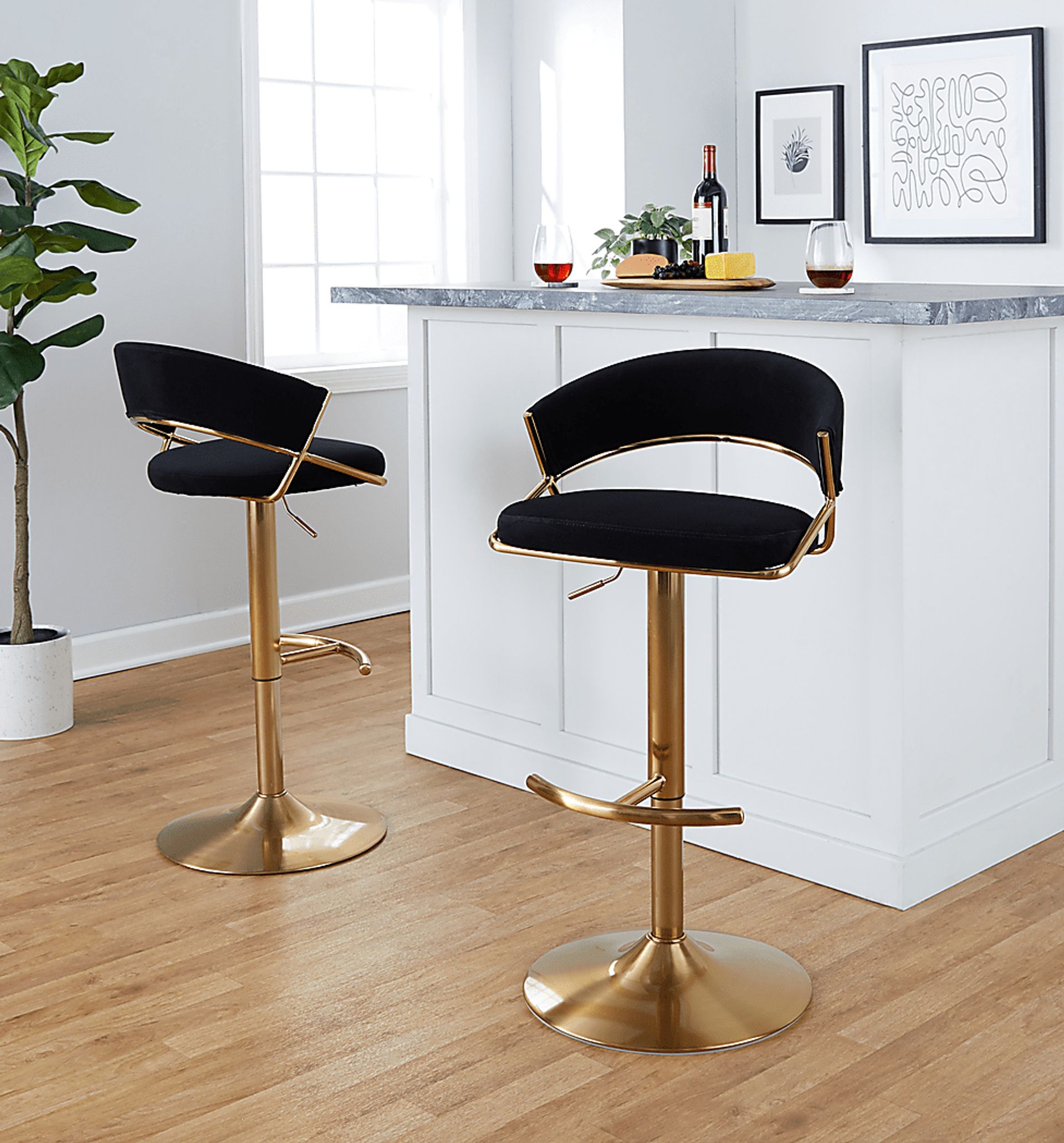 Harborson II Black Adjustable Swivel Barstool, Set of 2 - Image 5