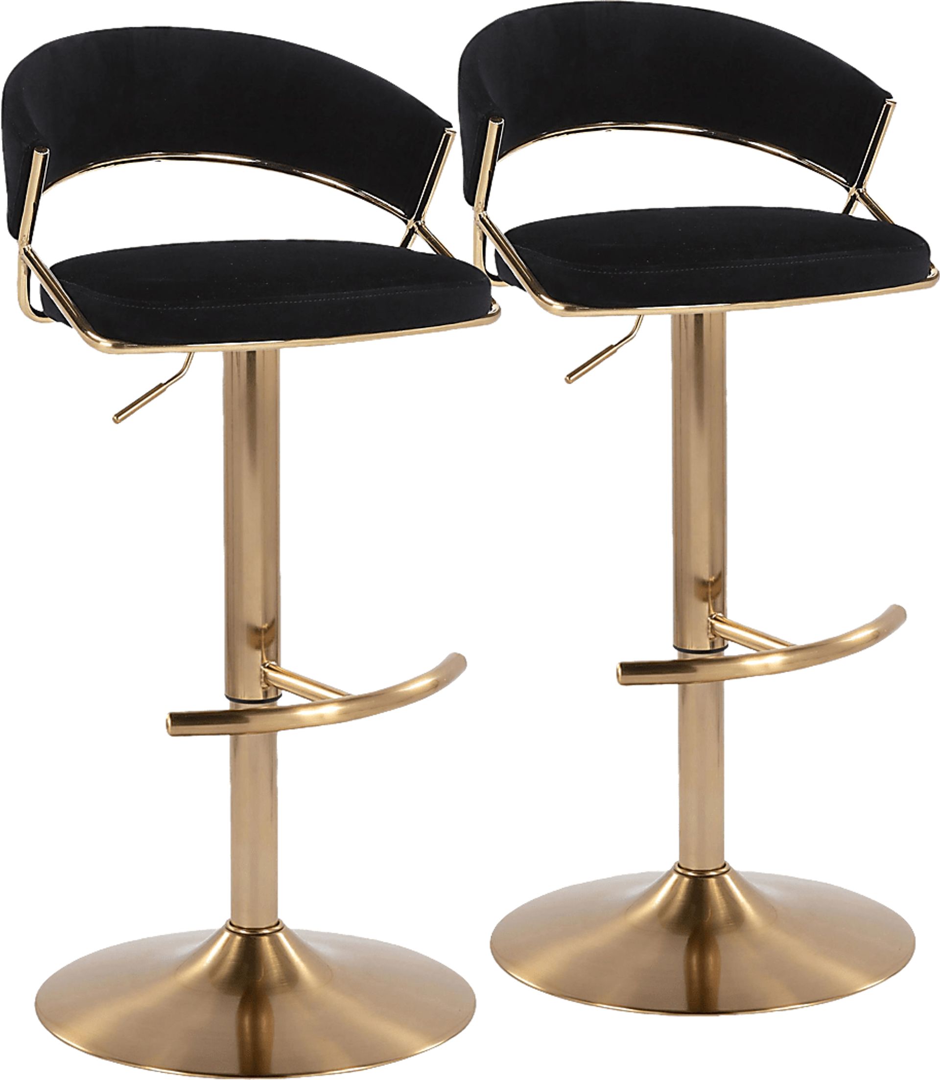 Harborson II Black Adjustable Swivel Barstool, Set of 2 - Image 1