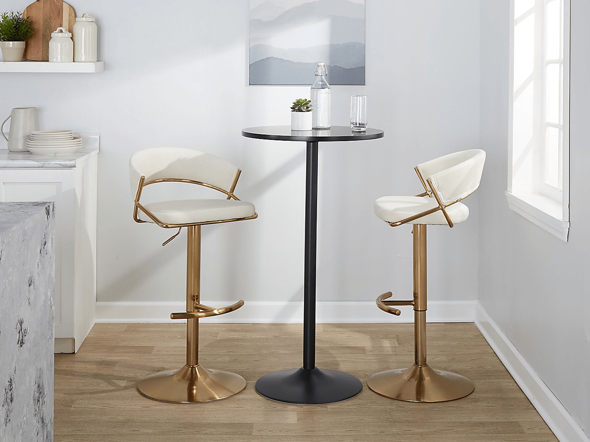 Harborson II Cream Adjustable Swivel Barstool, Set of 2 - Image 3