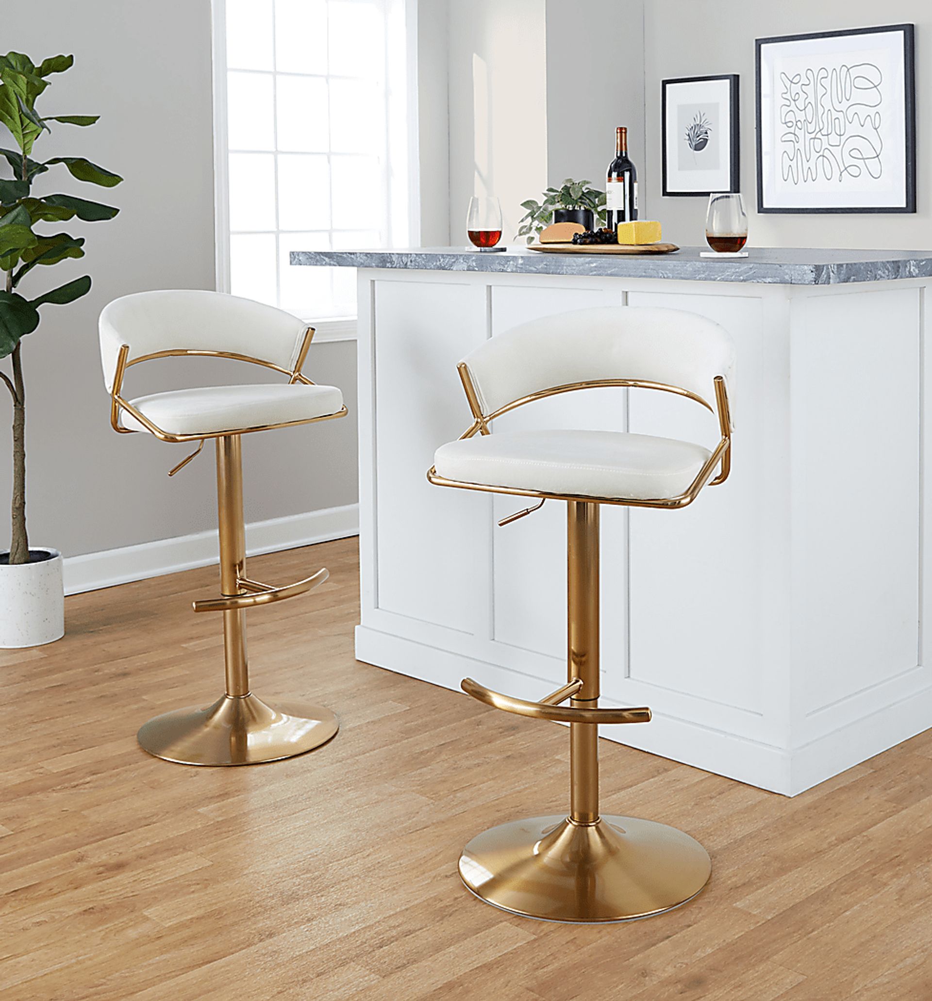 Harborson II Cream Adjustable Swivel Barstool, Set of 2 - Image 4