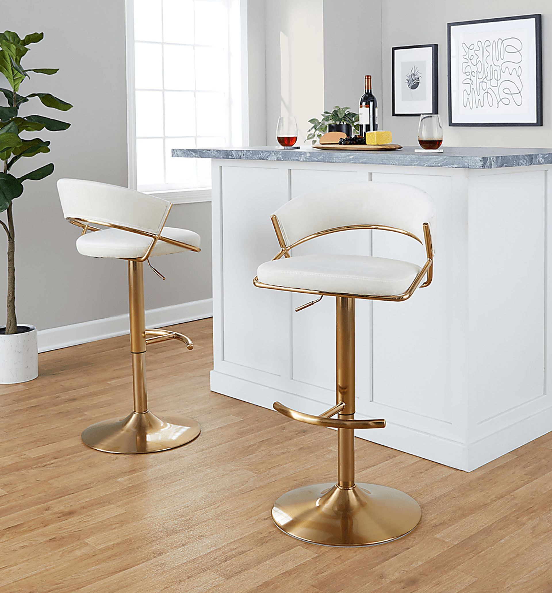 Harborson II Cream Adjustable Swivel Barstool, Set of 2 - Image 5