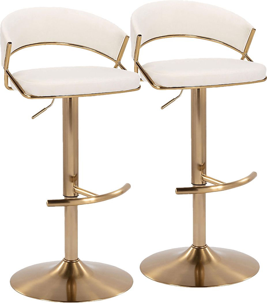 Harborson II Cream Adjustable Swivel Barstool, Set of 2
