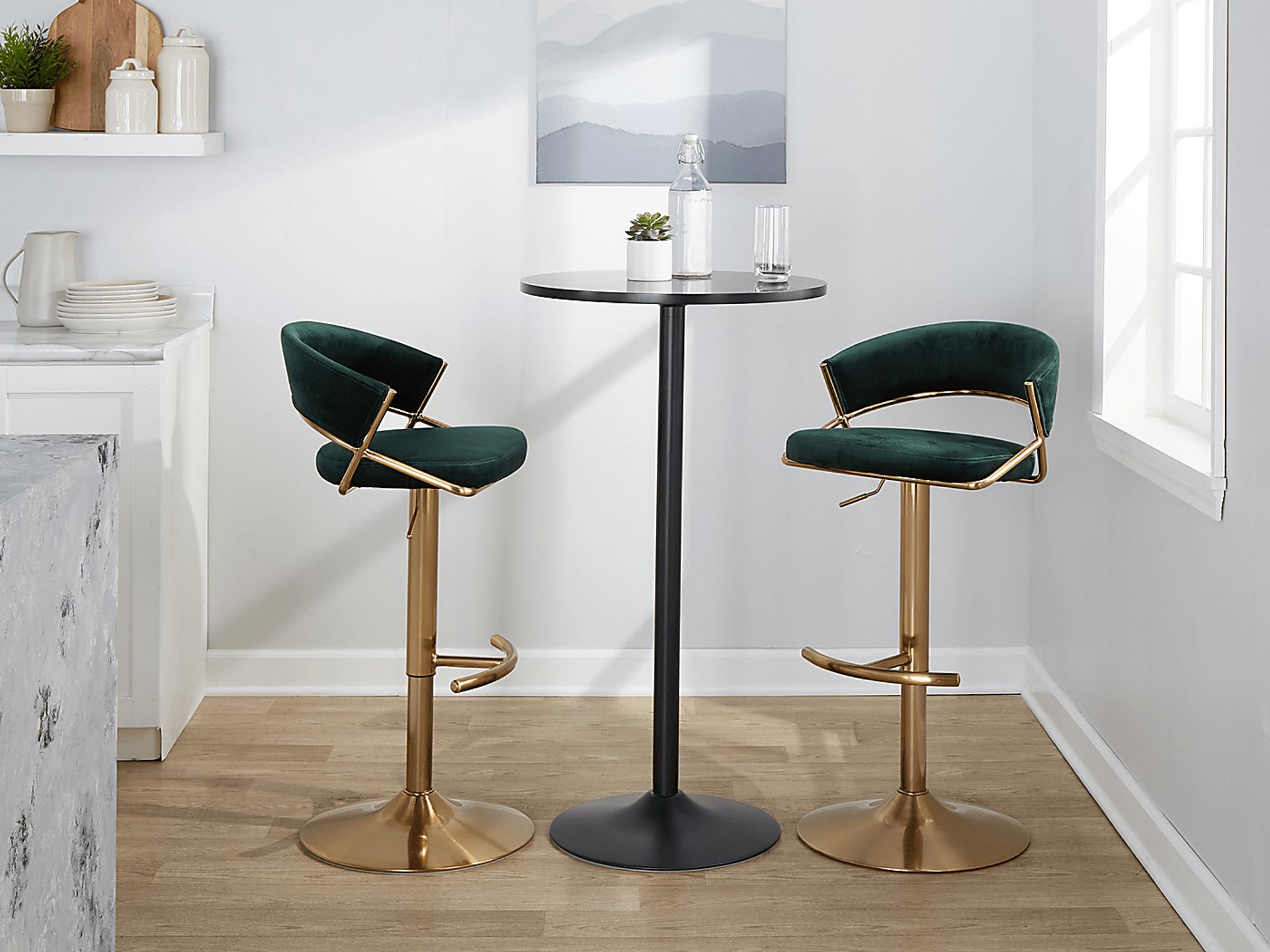 Harborson II Green Adjustable Swivel Barstool, Set of 2 - Image 2