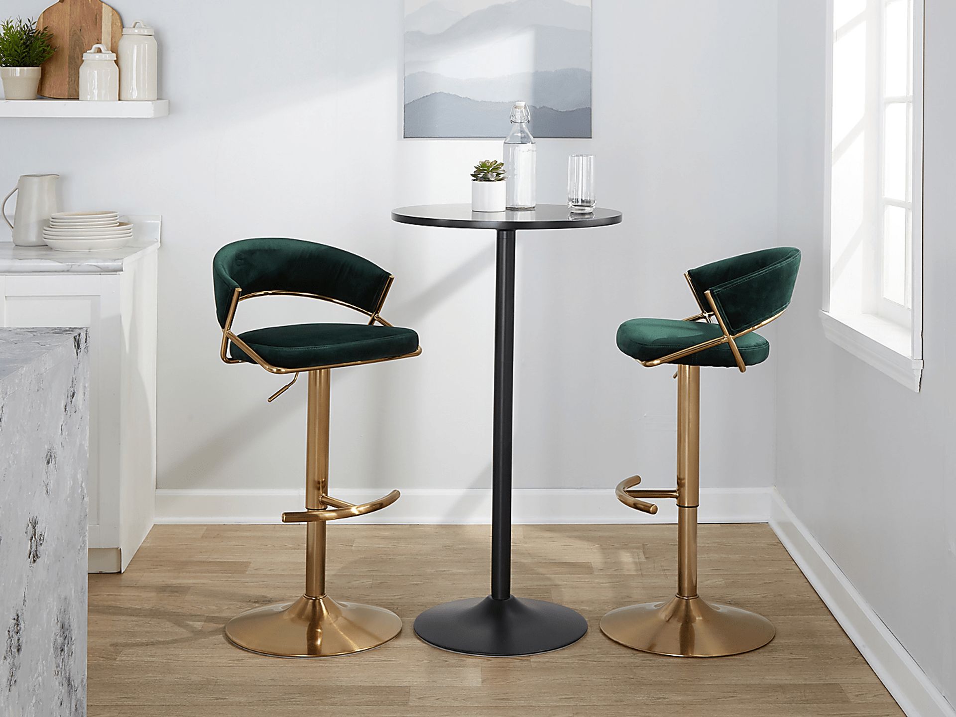 Harborson II Green Adjustable Swivel Barstool, Set of 2 - Image 3