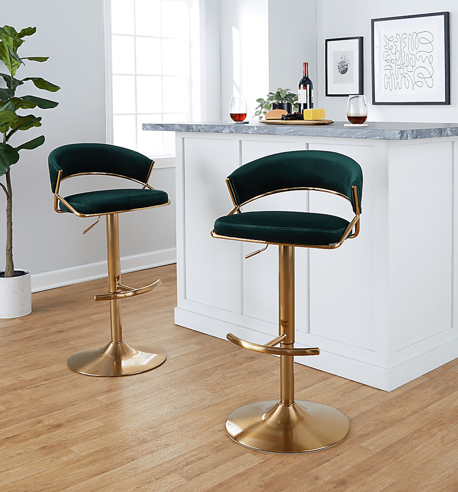 Harborson II Green Adjustable Swivel Barstool, Set of 2 - Image 4