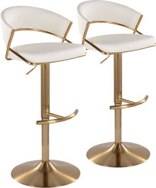 Harborson II White Adjustable Swivel Barstool, Set of 2