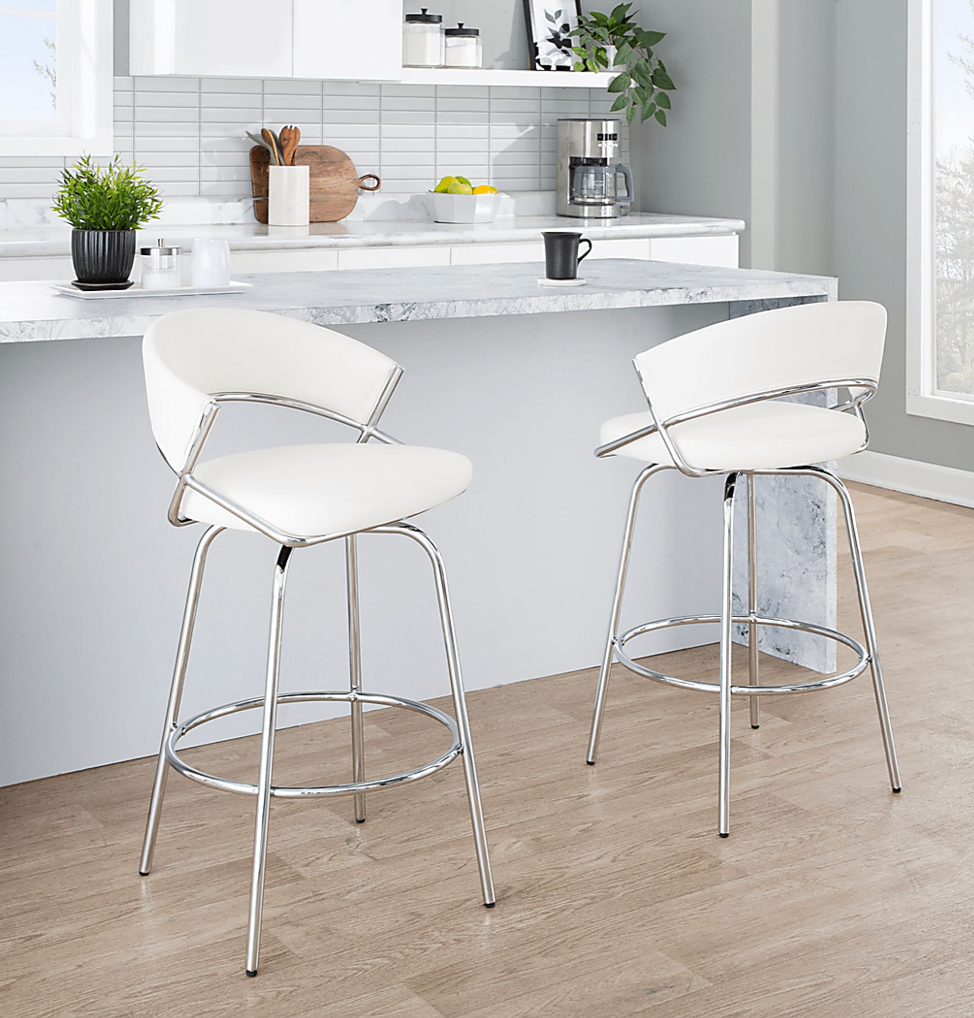 Harborson IV White Counter Height Stool, Set of 2 - Image 4