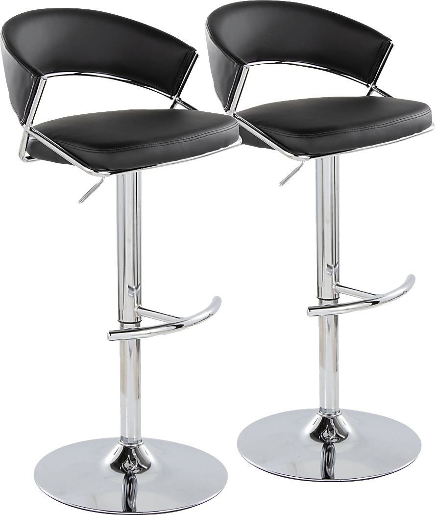 Harborson V Black Adjustable Swivel Barstool, Set of 2