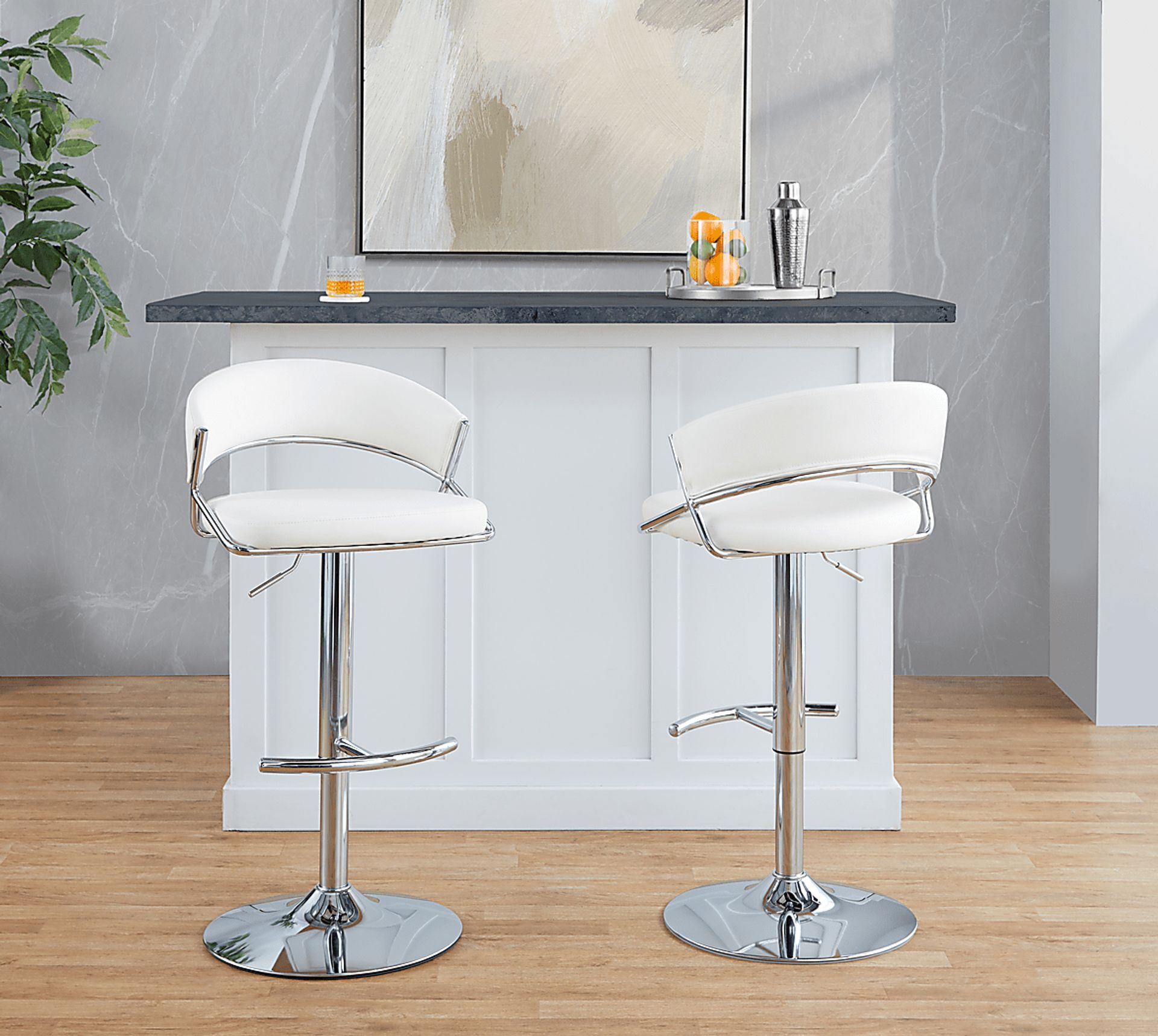 Harborson V White Adjustable Swivel Barstool, Set of 2 - Image 5
