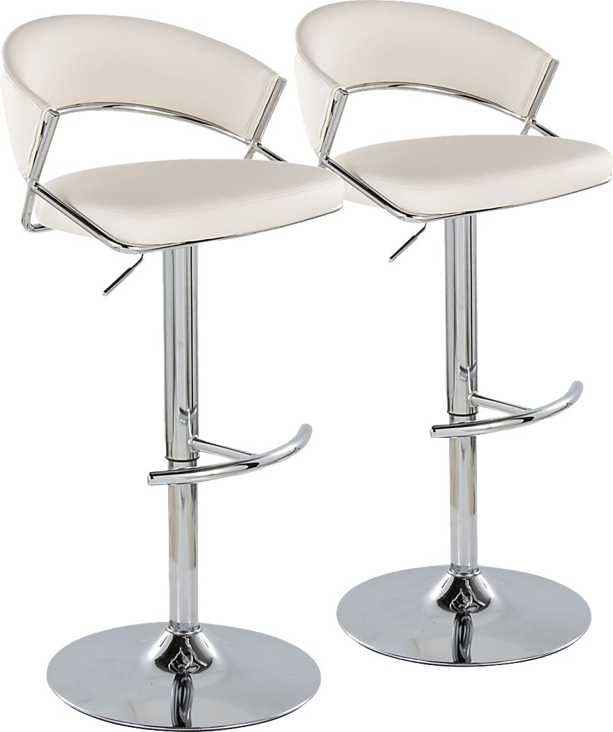 Harborson V White Adjustable Swivel Barstool, Set of 2