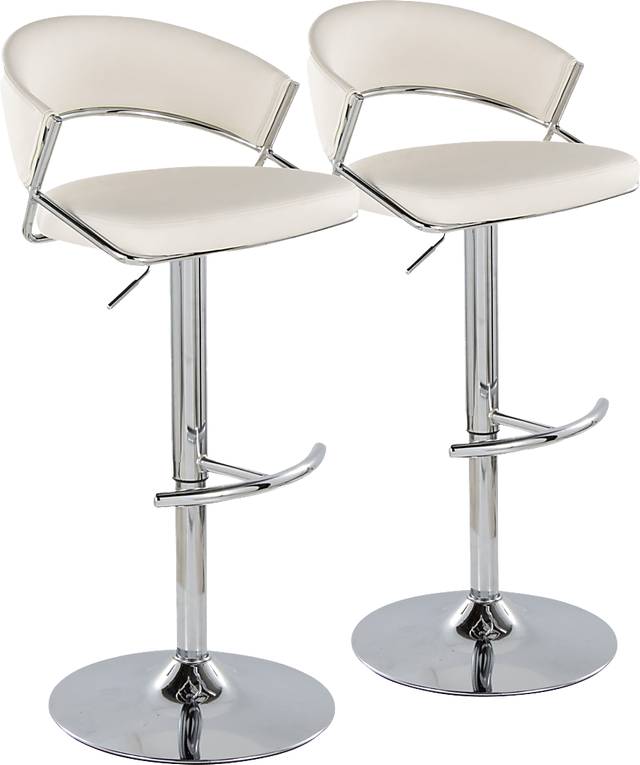 Harborson V White Adjustable Swivel Barstool, Set of 2 - Thumbnail - Image 1