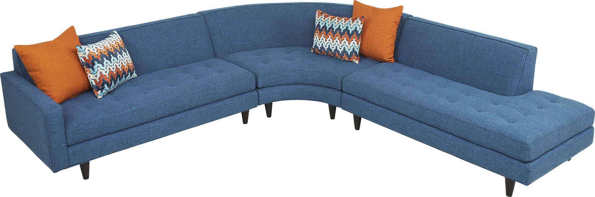 Harbour City Hollywood Hills Blue 3 Pc Sectional - Image 3