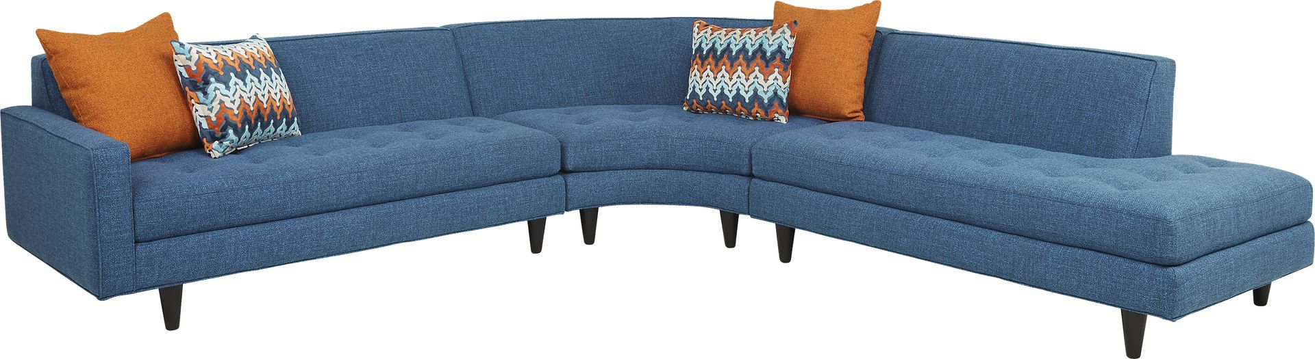 Harbour City Hollywood Hills Blue 3 Pc Sectional - Image 1