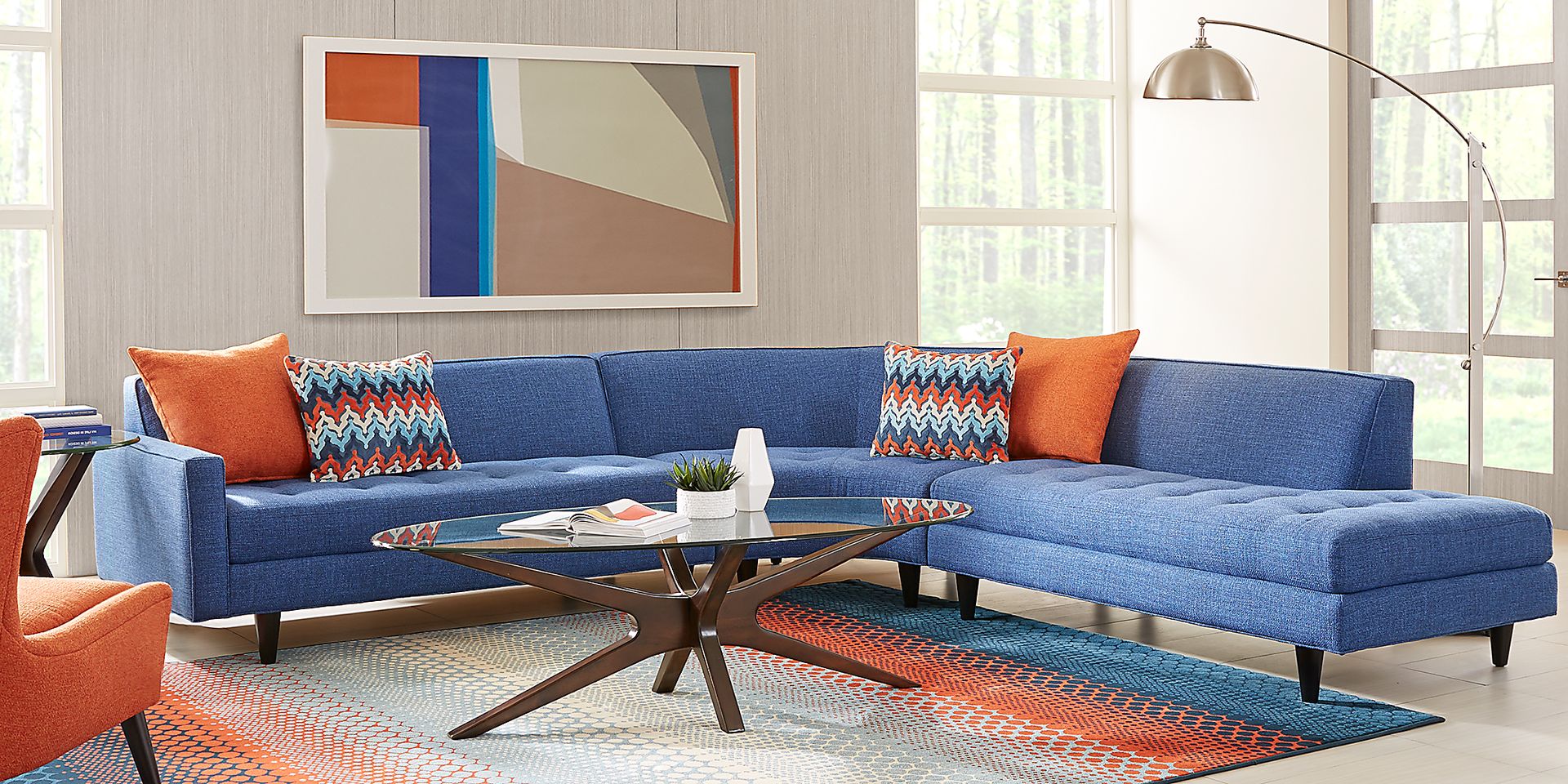 Harbour City Hollywood Hills Blue 3 Pc Sectional - Image 2