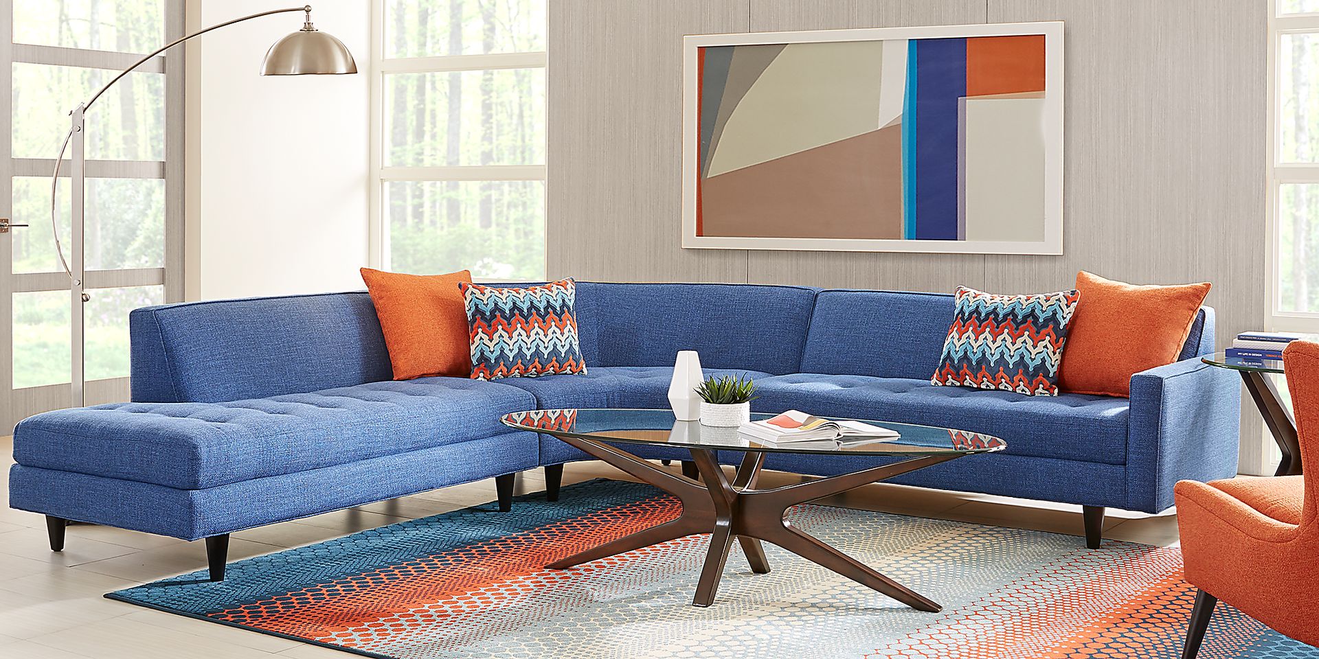 Harbour City Hollywood Hills Blue 3 Pc Sectional - Image 2