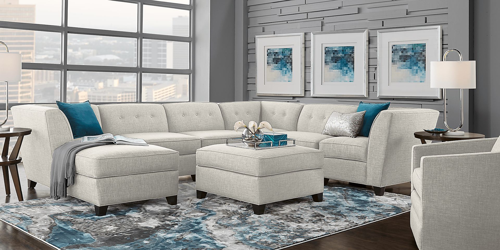 Harbour City San Marino Dove Gray 6 Pc Sectional - Image 2