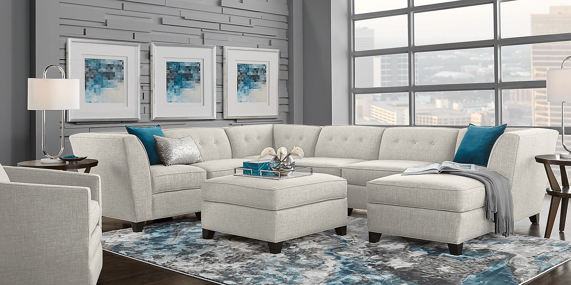 Harbour City San Marino Dove Gray 6 Pc Sectional - Image 2
