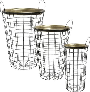 Hardeeville Brass Storage Basket, Set of 3